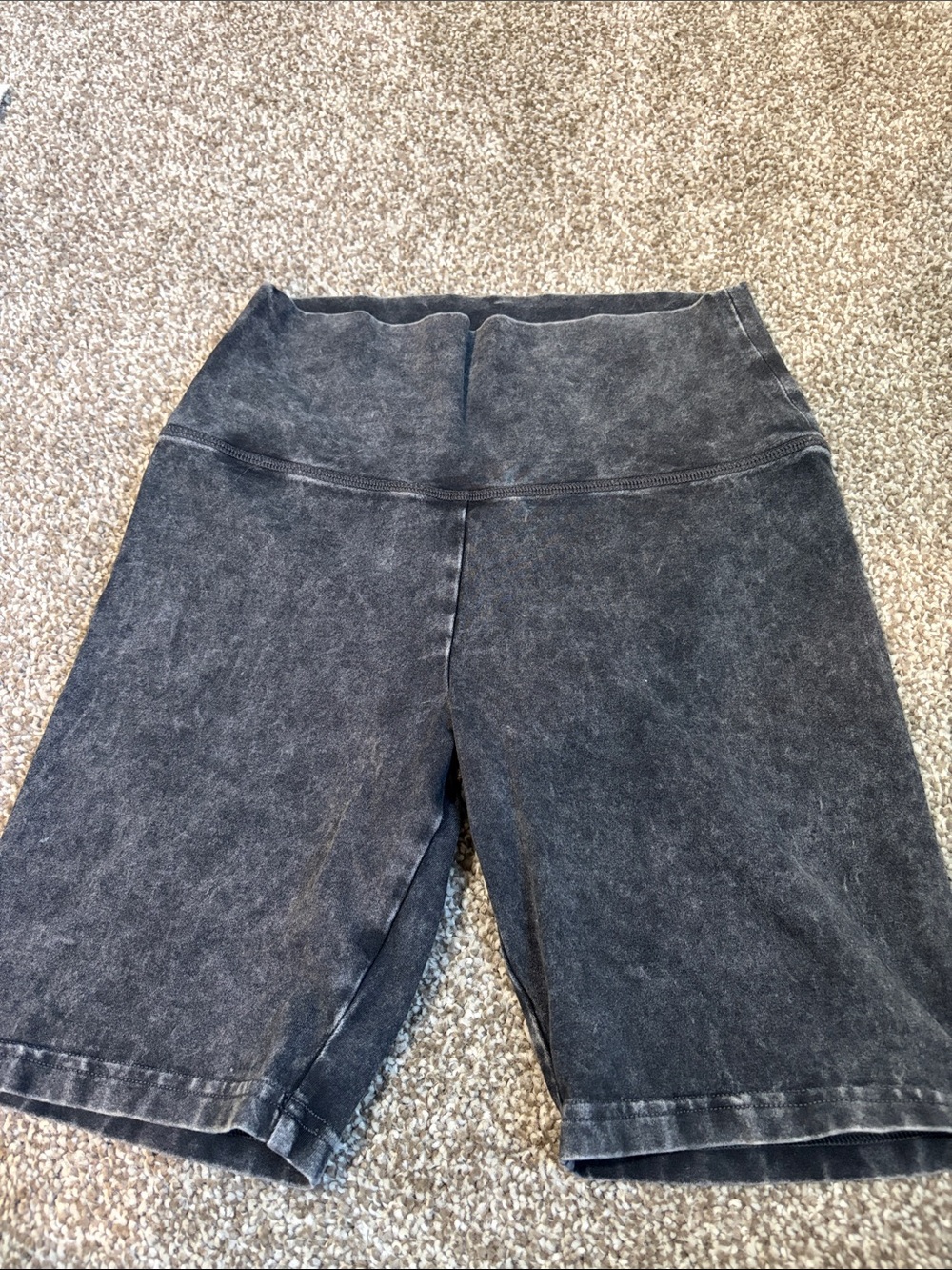 aerie Black Mineral-Wash High-Rise Bike Shorts